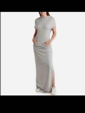 Go Couture Heather Gray Short Sleeve Hoodie Dress Size Large